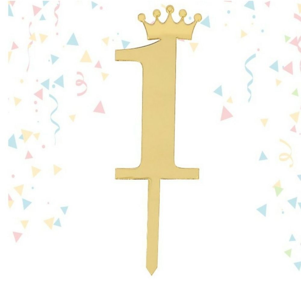 CAKE Topper # 1 Golden Mirror Reflecting Chic NWT Number One